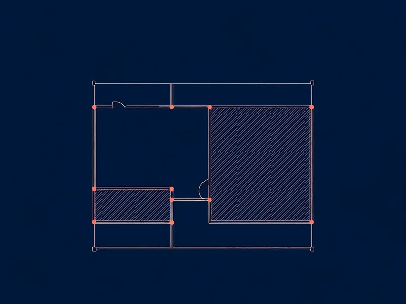 Abstracte plattegrond: hairline concourses met coral knooppunten